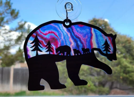 Wooden Bear and Cubs Sun Catcher A Thoughtful Gift for Mom-7
