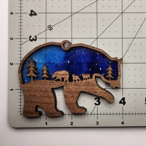 Wooden Bear and Cubs Sun Catcher A Unique Anniversary Gift-3