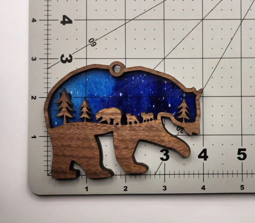 Wooden Bear and Cubs Sun Catcher A Unique Anniversary Gift-3