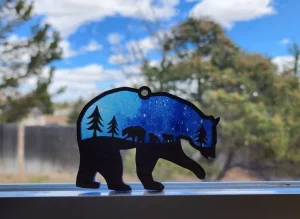Wooden Bear and Cubs Sun Catcher A Unique Anniversary Gift