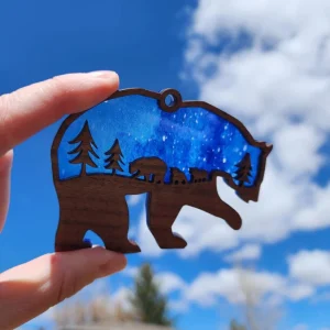 Wooden Bear and Cubs Sun Catcher A Unique Anniversary Gift-4