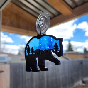 Wooden Bear and Cubs Sun Catcher A Unique Anniversary Gift-7