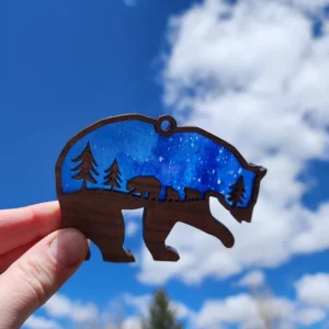 Wooden Bear and Cubs Sun Catcher A Unique Anniversary Gift-8