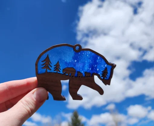 Wooden Bear and Cubs Sun Catcher A Unique Anniversary Gift-8