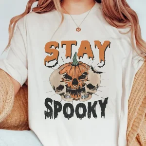 Halloween Shirt: Spooky Season, Dancing Skeleton, Retro Pumpkin-1