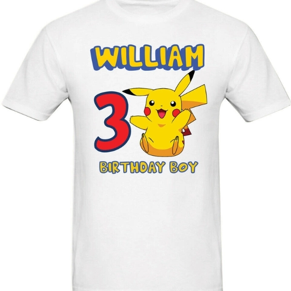 Pokemon Pikachu, Custom Personalized, Birthday T-shirt, Party Family T-shirt