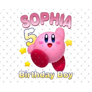 Custom Kirby Game Birthday PNG, Gaming inspired Kirby Birthday Video game Png, Personalized Kirby Birthday Png, Family Birthday Png