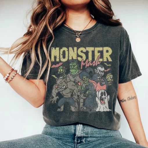 Halloween Shirt: Retro Monster Mash Comfort Colors Tee-1