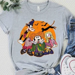 Funny Minnie Daisy Goofy Cosplay Hocus Pocus Sanderson Sisters Shirt, Disney Witch Scary Movie Tee, Disneyland Halloween Party Family Gift