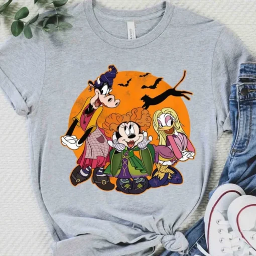 Funny Minnie Daisy Goofy Cosplay Hocus Pocus Sanderson Sisters Shirt, Disney Witch Scary Movie Tee, Disneyland Halloween Party Family Gift