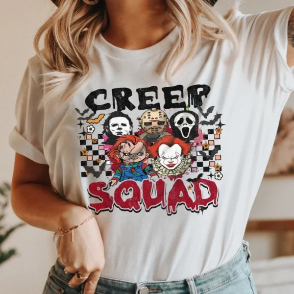 Halloween Shirt Retro Creep Squad & Spooky Movie Characters