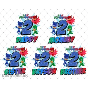 Custom PJ Mask Birthday PNG Bundles, PJ Mask Clip Art, Pj Masks Hero Png, Pj Mask Birthday Hero Png, Moon Light Heroes, Sublimation Design