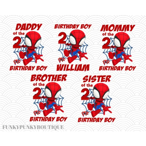 Custom Spidey and His Amazing Friends Birthday PNG Bundles,- Boy's Spidey Birthday Shirt Png, Custom Birthday Gift Png, Sublimation Design