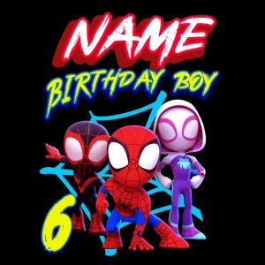 Ghost Spidey and Friends Custom Birthday Shirt - Girls' Personalized Raglan, Perfect for Matching Family Shirts