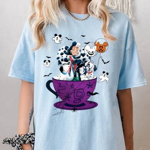 Vintage Disney Villians Cruella de Vil Cup Halloween Shirt-1