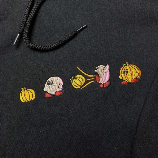 Halloween Shirt Collection: Pumpkin & Hungry Kirby Embroidered Sweatshirts