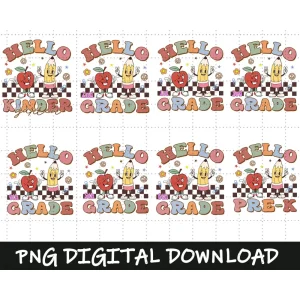 Back To School Png Bundle, Retro First Day Of School 2nd Grade Pre K Kindergarten Pencil Smiley App TeacherLife Download