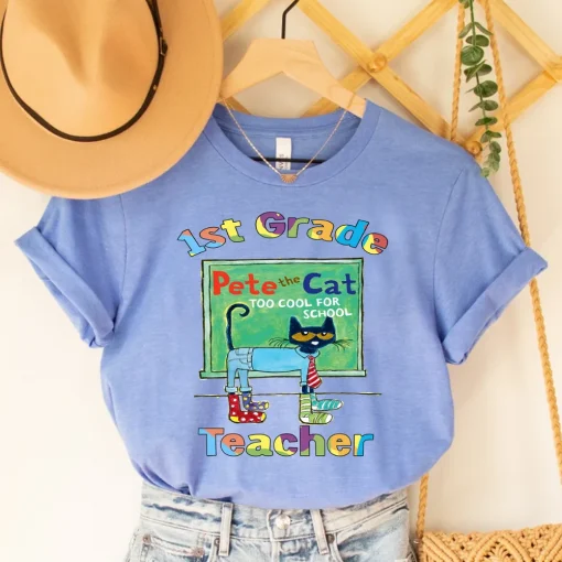 Pete The Cat Shirt, Back To School Shirt, Firtst Day Of School Shirt, Blue Cat Cartoon Be Kind Shirt, Pete The Cat Birthday Shirt, Teacher Retro Groovy Shirt-1