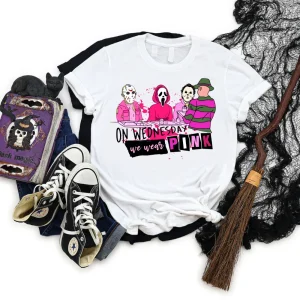 Halloween Mean Girl Sweatshirt: Pink Horror Friday 13th Shirt-1