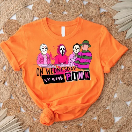 Halloween Mean Girl Sweatshirt: Pink Horror Friday 13th Shirt-2