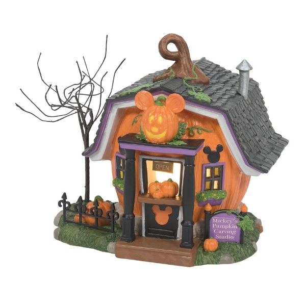 Mickey's Pumpkintown Carving Studio Figurine With Light