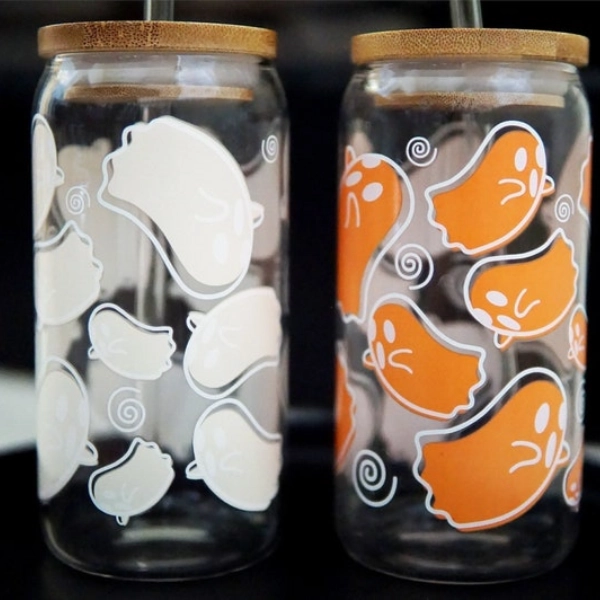 Color Change Halloween Cute Ghost Glass Tumbler