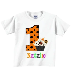 1st Halloween Birthday Shirts with Cute Cupcake