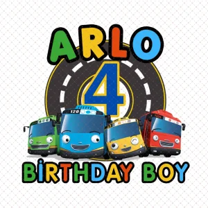 Customizable Tayo Bus Birthday PNG, Personalized Digital Download