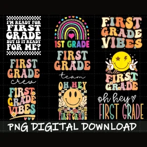 First Grade PNG Image, Back to School 1st Grade Design, Sublimation Designs Downloads, PNG File