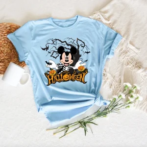 Halloween Shirt: Disney Mickey Skeleton Retro Tee-3