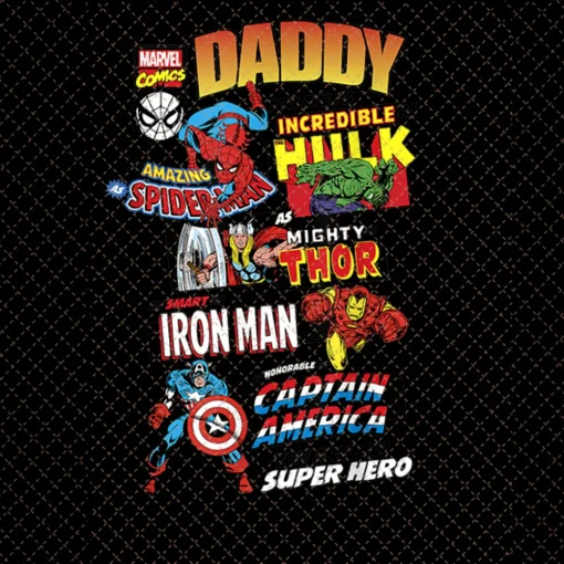 Marvel Avengers Father's Day Retro Comic Graphic Png, Marvel Png, Father Day Png, Classic Design, Classic Movie, Art For Father, Dad Day Art