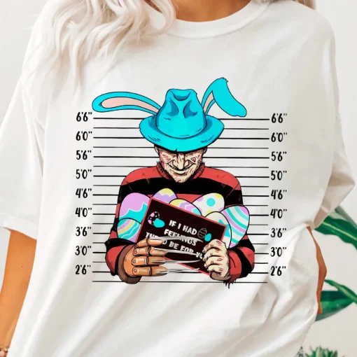 Halloween Shirt, Horror Movie Tee, Funny Easter Characters Mugshot