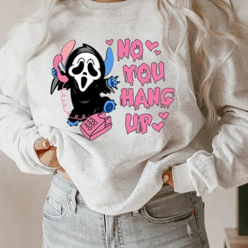 Halloween Shirt: Ghostface Scream Stitch Sweatshirt - Vintage Horror Movie-1