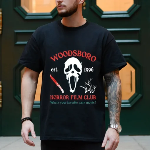 Halloween Shirt: Woodsboro Horror Club, Ghostface, Horror Movie Tee-1