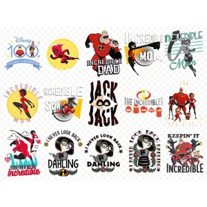 Pixar The Incredibles Family PNG Bundle, Sublimation Design