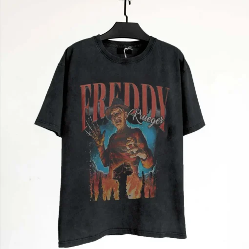 Halloween Shirt: Freddy Krueger Vintage Horror Tee, Unisex Oversized Collection-1