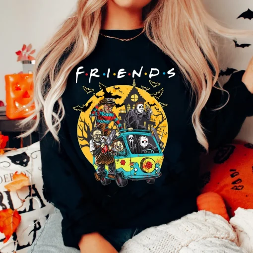 Halloween Friends Shirt: Horror Characters & Movie Tee-1