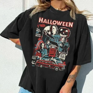 Halloween Shirt: Vintage Michael Myers, Friday the 13th Horror, Stranger Tee-2