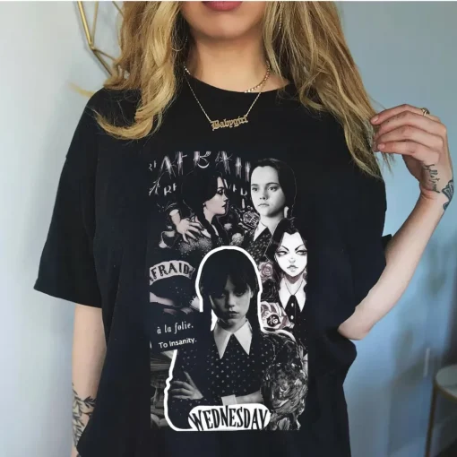 Wednesday Addams Jenna Ortega 90s Vintage Bootleg Unisex Rap T-Shirt