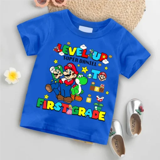 Level Up Super Mario Tshirt,First Day Of School Shirt,Back To School Tee,1st Day Of School Super Mario Shirt,Super Mario Lover Teacher Tee-1