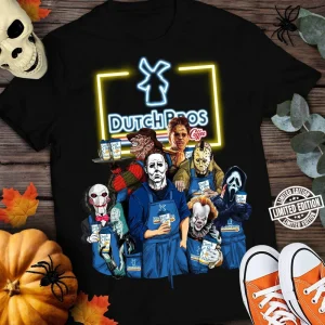 Halloween Shirt: Horror Movie Characters, Dutch Bros Coffee vs. Starbucks Coffee