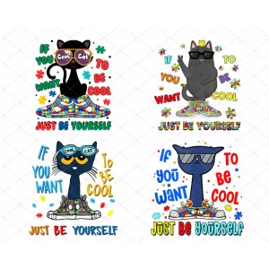 If You Want To Be Cool Just Be You Pete Cat Png bundle, Cat Lover Png, Book Characters Png For School, Teacher Digital Download png