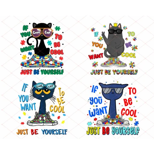 If You Want To Be Cool Just Be You Pete Cat Png bundle, Cat Lover Png, Book Characters Png For School, Teacher Digital Download png