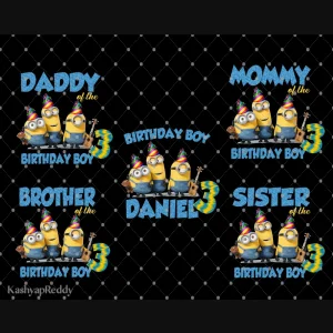 Custom Minions Birthday Party PNG Bundles, Personalized Minions Birthday Family Png, Kids Birthday Party Png, Despicable Me Png, Minion Png