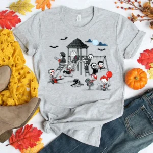 Halloween Shirt: Cute Horror Characters, Movies Sweatshirt, Mugshot & Chibi Disney Balloon-2