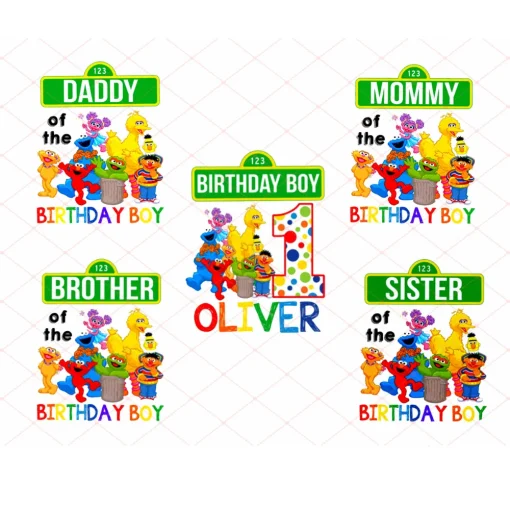 Sesame Street Birthday PNG, Custom Sesame Street Birthday PNG, Elmo png, Family Birthday Matching png, Character Birthday png