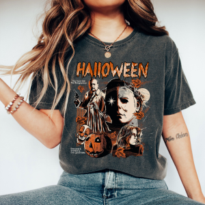 Halloween Shirt: Vintage Michael Myers & Ghostface T-Shirt, Funny Horror Gift-2