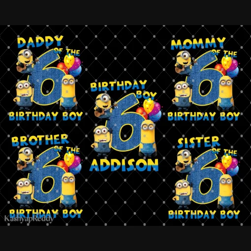 Minion Mania Birthday Bash PNG Collection: Personalized Minion-themed Family Party Bundle, Kids' Birthday Celebration PNG Set, Despicable Me-inspired PNG, Minion PNG Pack