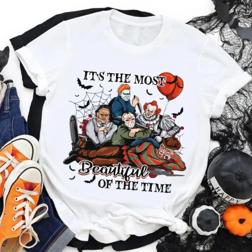 It's The Most Beautiful Of The Time Horror Characters Halloween Shirt-1