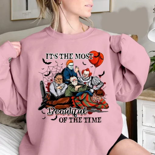 It's The Most Beautiful Of The Time Horror Characters Halloween Shirt-2